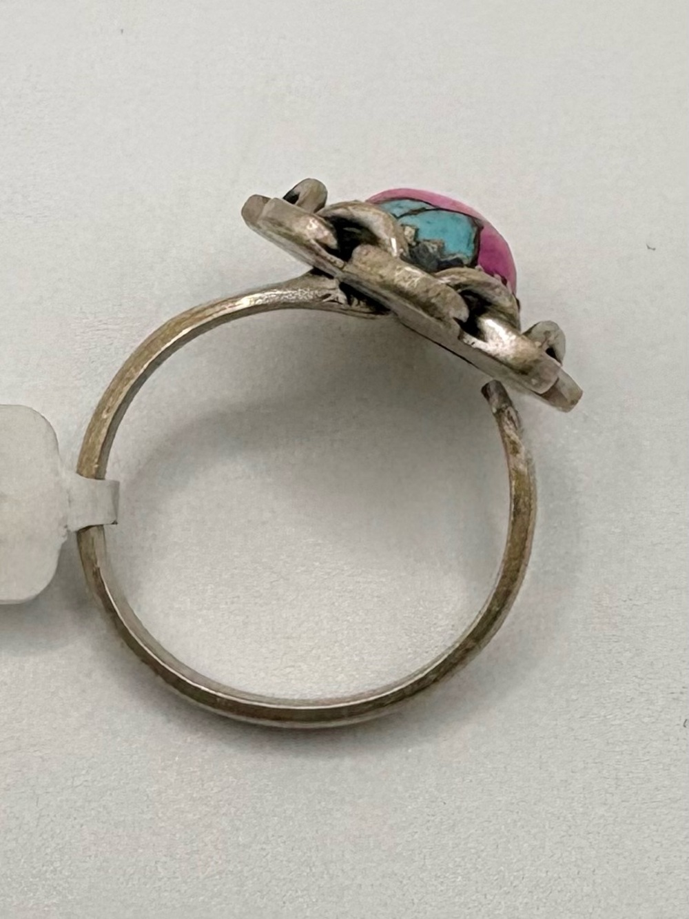 NWT Artisan Sterling Silver Cotton Candy Turquoise Ring Adjustable - Picture 6 of 14
